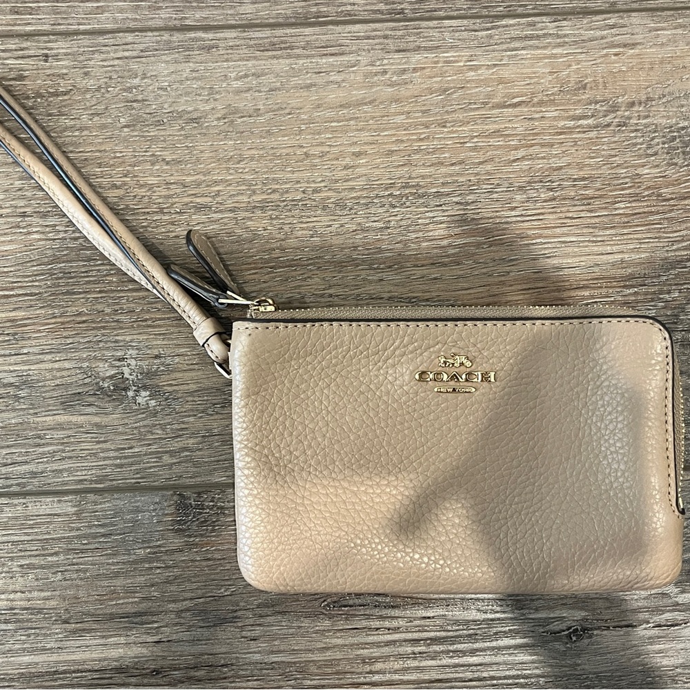 Coach Tan Leather Wristlet